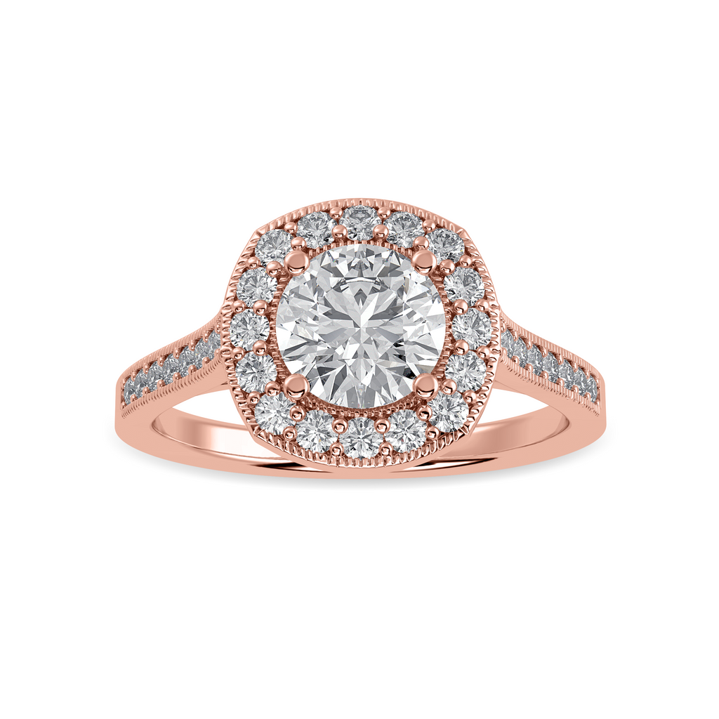 1-Carat Solitaire Halo Diamond Shank 18K Rose Gold Ring JL AU 1332R-C   Jewelove.US