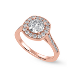 Load image into Gallery viewer, 50-Pointer Solitaire Halo Diamond Shank 18K Rose Gold Ring JL AU 1332R-A   Jewelove.US
