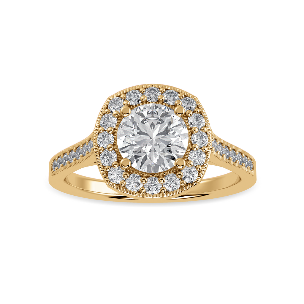 70-Pointer Solitaire Halo Diamond Shank 18K Yellow Gold Ring JL AU 1332Y-B   Jewelove.US