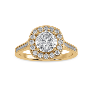 50-Pointer Solitaire Halo Diamond Shank 18K Yellow Gold Ring JL AU 1332Y-A   Jewelove.US