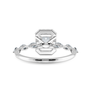 50-Pointer Emerald Cut Solitaire Halo Diamonds with Marquise Cut Diamonds Platinum Ring JL PT 1272-A   Jewelove.US