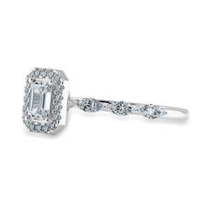 30-Pointer Emerald Cut Solitaire Halo Diamonds with Pear Cut Diamonds Platinum Ring JL PT 1272   Jewelove.US