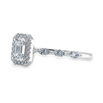 Load image into Gallery viewer, 50-Pointer Emerald Cut Solitaire Halo Diamonds with Marquise Cut Diamonds Platinum Ring JL PT 1272-A   Jewelove.US
