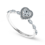 Load image into Gallery viewer, 30-Pointer Heart Cut Solitaire Halo Diamonds with Marquise Cut Diamonds Accents Platinum Ring JL PT 1273
