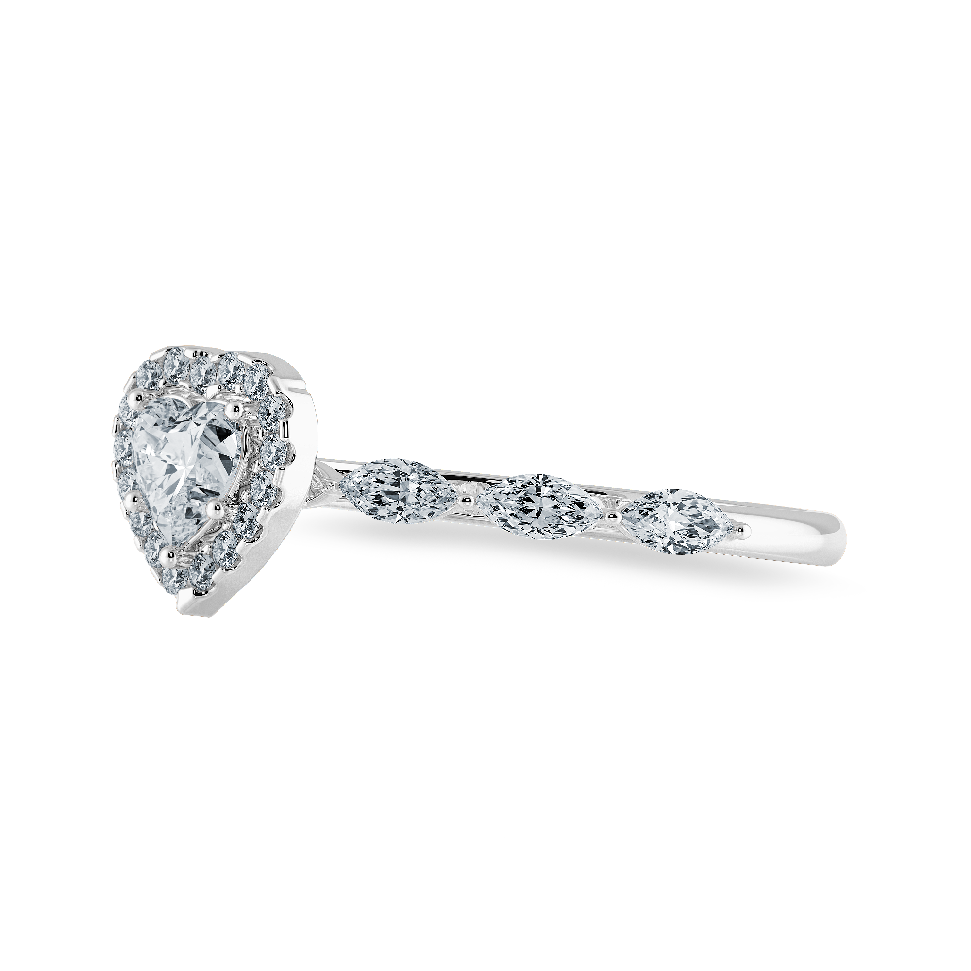 70-Pointer Heart Cut Solitaire Halo Diamonds with Marquise Cut Diamonds Accents Platinum Ring JL PT 1273-B   Jewelove.US