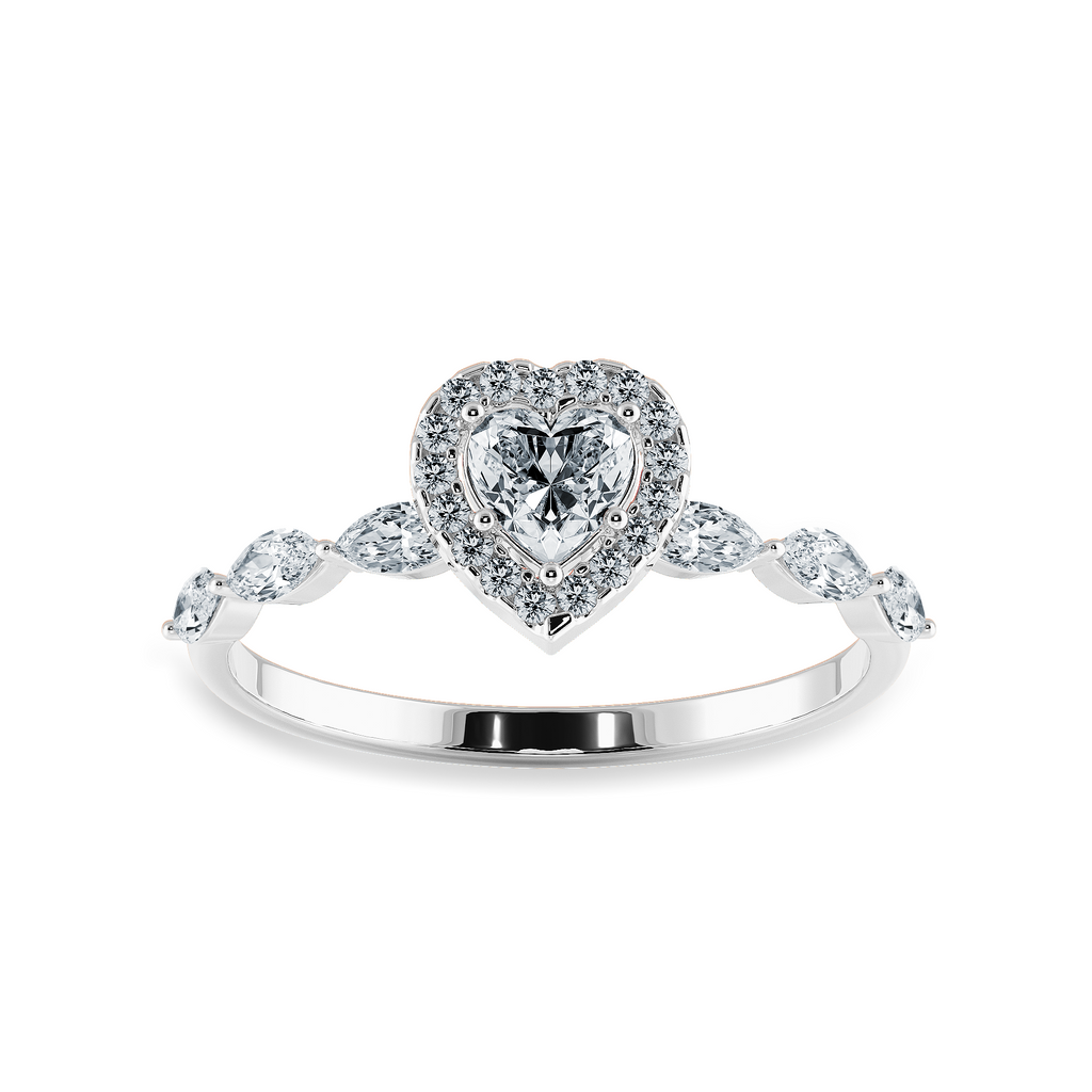 50-Pointer Heart Cut Solitaire Halo Diamonds with Marquise Cut Diamonds Accents Platinum Ring JL PT 1273-A   Jewelove.US