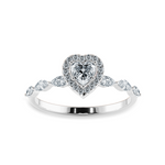 Load image into Gallery viewer, 70-Pointer Heart Cut Solitaire Halo Diamonds with Marquise Cut Diamonds Accents Platinum Ring JL PT 1273-B

