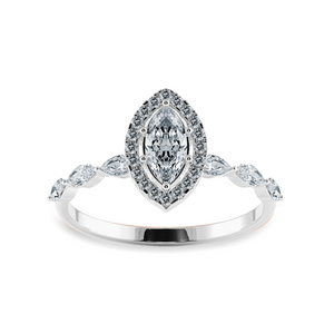70-Pointer Marquise Cut Solitaire Halo Diamond Accents Platinum Ring JL PT 1274-B
