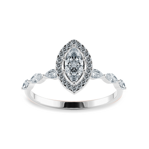 30-Pointer Marquise Cut Solitaire Halo Diamond Accents Platinum Ring JL PT 1274   Jewelove.US