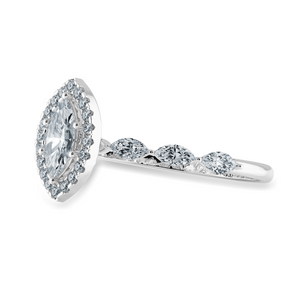 70-Pointer Marquise Cut Solitaire Halo Diamond Accents Platinum Ring JL PT 1274-B   Jewelove.US