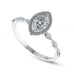 Load image into Gallery viewer, 30-Pointer Marquise Cut Solitaire Halo Diamond Accents Platinum Ring JL PT 1274   Jewelove.US
