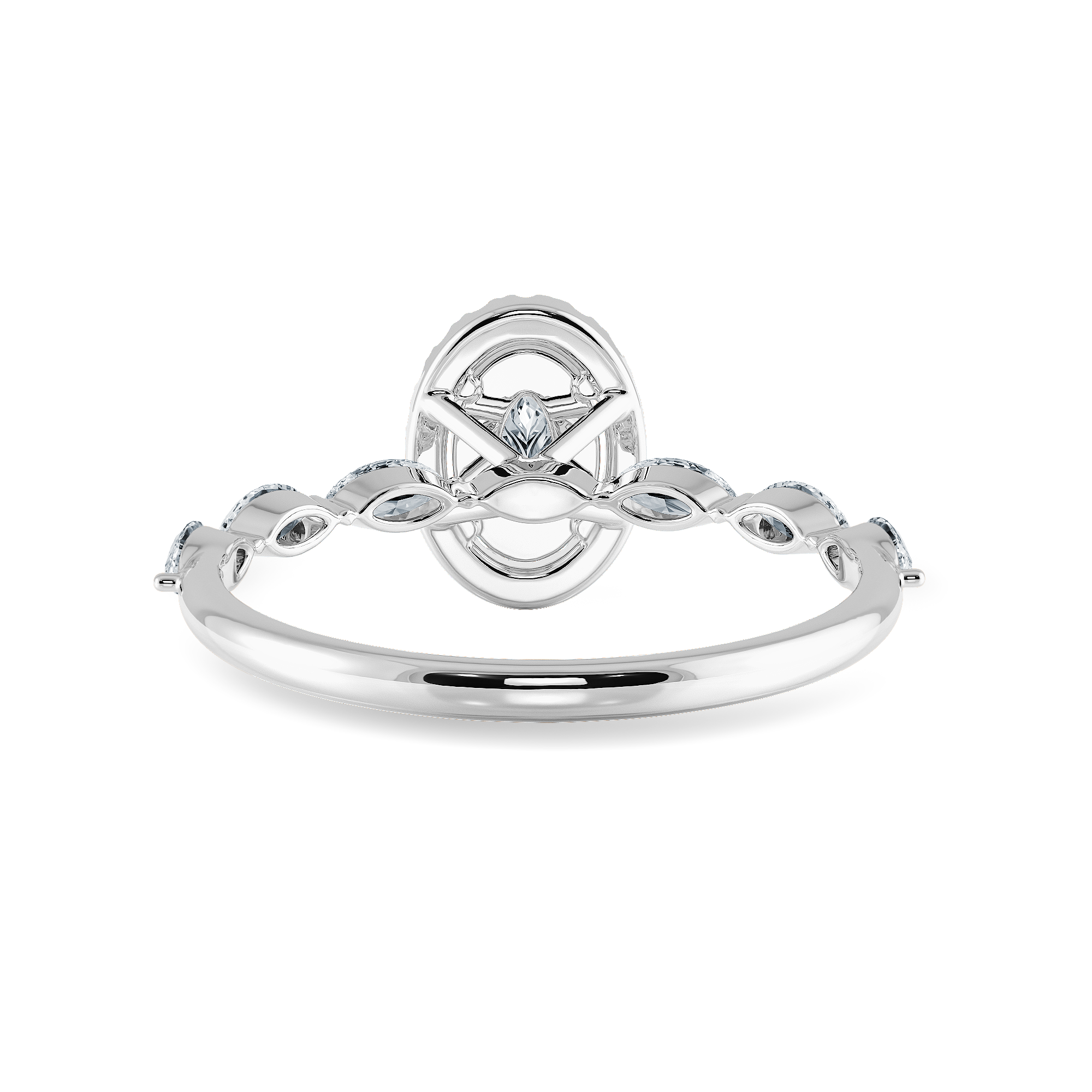 70-Pointer Oval Cut Solitaire Halo Diamonds with Marquise Cut Accents Platinum Ring JL PT 1275-B   Jewelove.US