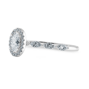 70-Pointer Oval Cut Solitaire Halo Diamonds with Marquise Cut Accents Platinum Ring JL PT 1275-B   Jewelove.US