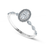Load image into Gallery viewer, 30-Pointer Oval Cut Solitaire Halo Diamonds with Marquise Cut Accents Platinum Ring JL PT 1275   Jewelove.US
