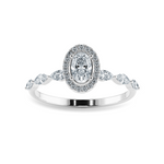 Load image into Gallery viewer, 70-Pointer Oval Cut Solitaire Halo Diamonds with Marquise Cut Accents Platinum Ring JL PT 1275-B   Jewelove.US
