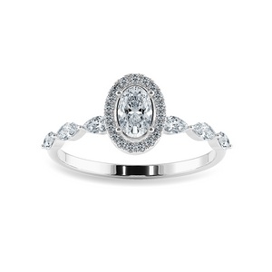 70-Pointer Oval Cut Solitaire Halo Diamonds with Marquise Cut Accents Platinum Ring JL PT 1275-B   Jewelove.US