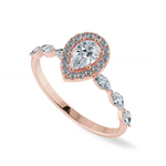 Load image into Gallery viewer, 70-Pointer Pear Cut Solitaire Halo Diamonds with Marquise Cut Diamonds Accents 18K Rose Gold Ring JL AU 1276R-B   Jewelove.US

