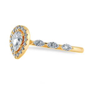 70-Pointer Pear Cut Solitaire Halo Diamond with Marquise Accents 18K Yellow Gold Ring JL AU 1276Y-B   Jewelove.US