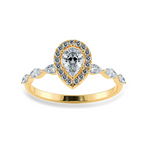 Load image into Gallery viewer, 50-Pointer Pear Cut Solitaire Halo Diamond with Marquise Accents 18K Yellow Gold Ring JL AU 1276Y-A   Jewelove.US
