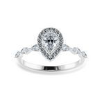Load image into Gallery viewer, 30-Pointer Pear Cut Solitaire Halo Diamonds with Marquise Diamonds Accents  Platinum Ring JL PT 1276   Jewelove.US
