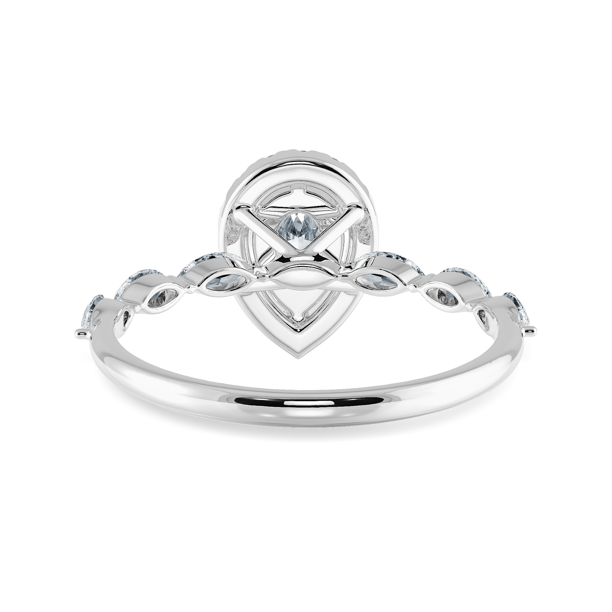 70-Pointer Pear Cut Solitaire Halo Diamonds with Marquise Diamonds Accents  Platinum Ring JL PT 1276-B   Jewelove.US