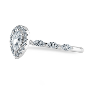 30-Pointer Pear Cut Solitaire Halo Diamonds with Marquise Diamonds Accents  Platinum Ring JL PT 1276   Jewelove.US