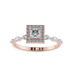 Load image into Gallery viewer, 30-Pointer Princess Cut Solitaire Halo Diamond with Marquise Cut Diamond Accents 18K Rose Gold Ring JL AU 1277R   Jewelove.US
