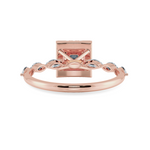 Load image into Gallery viewer, 70-Pointer Princess Cut Solitaire Halo Diamond with Marquise Cut Diamond Accents 18K Rose Gold Ring JL AU 1277R-B   Jewelove.US

