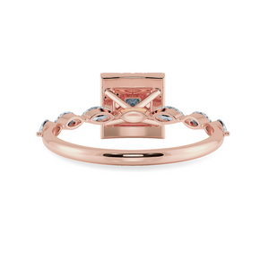 70-Pointer Princess Cut Solitaire Halo Diamond with Marquise Cut Diamond Accents 18K Rose Gold Ring JL AU 1277R-B   Jewelove.US