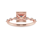 Load image into Gallery viewer, 50-Pointer Princess Cut Solitaire Halo Diamond with Marquise Cut Diamond Accents 18K Rose Gold Ring JL AU 1277R-A   Jewelove.US
