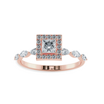 Load image into Gallery viewer, 50-Pointer Princess Cut Solitaire Halo Diamond with Marquise Cut Diamond Accents 18K Rose Gold Ring JL AU 1277R-A   Jewelove.US
