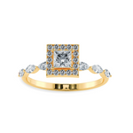 Load image into Gallery viewer, 50-Pointer Princess Cut Solitaire Halo Diamond with Marquise Cut Diamond Accents 18K Yellow Gold Ring JL AU 1277Y-A   Jewelove.US
