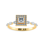 Load image into Gallery viewer, 70-Pointer Princess Cut Solitaire Halo Diamond with Marquise Cut Diamond Accents 18K Yellow Gold Ring JL AU 1277Y-B   Jewelove.US
