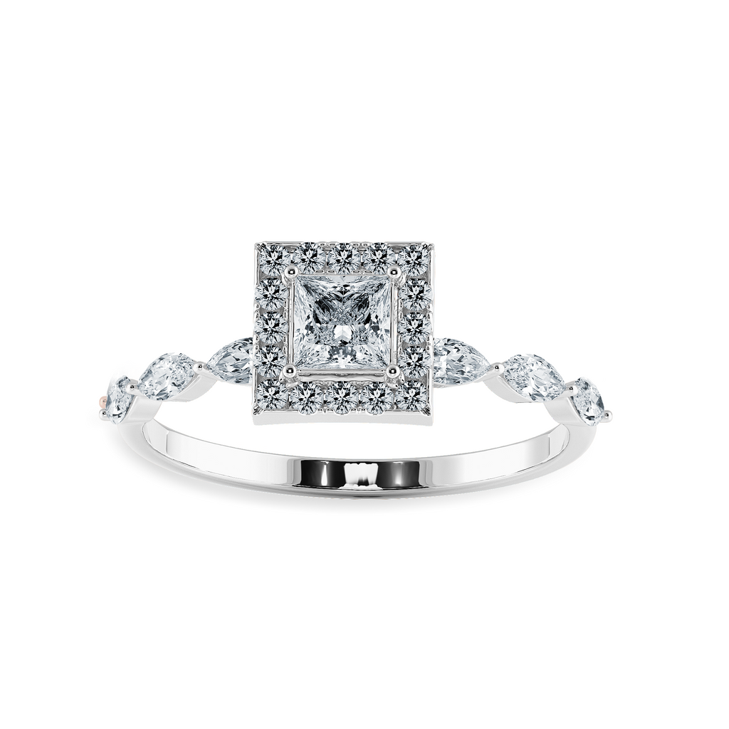 30-Pointer Princess Cut Solitaire Halo Diamond with Marquise Cut Diamond Accents Platinum Ring JL PT 1277   Jewelove.US