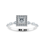 Load image into Gallery viewer, 30-Pointer Princess Cut Solitaire Halo Diamond with Marquise Cut Diamond Accents Platinum Ring JL PT 1277   Jewelove.US
