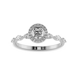 Load image into Gallery viewer, 30-Pointer Solitaire Halo Diamond with Marquise Cut Diamond Accents Platinum Ring JL PT 1278   Jewelove.US
