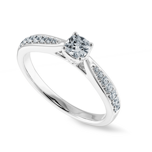 70-Pointer Cushion Cut Solitaire Diamond Shank Platinum Engagement Ring JL PT 1279-B   Jewelove.US