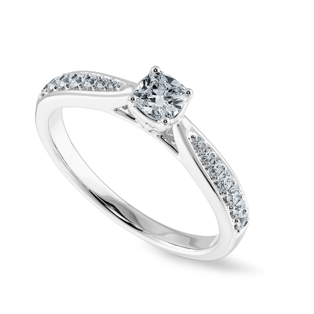 30-Pointer Cushion Cut Solitaire Diamond Shank Platinum Engagement Ring JL PT 1279   Jewelove.US