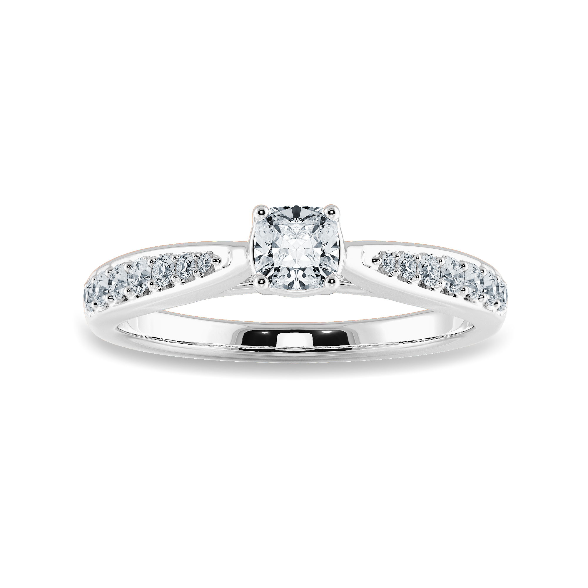 70-Pointer Cushion Cut Solitaire Diamond Shank Platinum Engagement Ring JL PT 1279-B   Jewelove.US