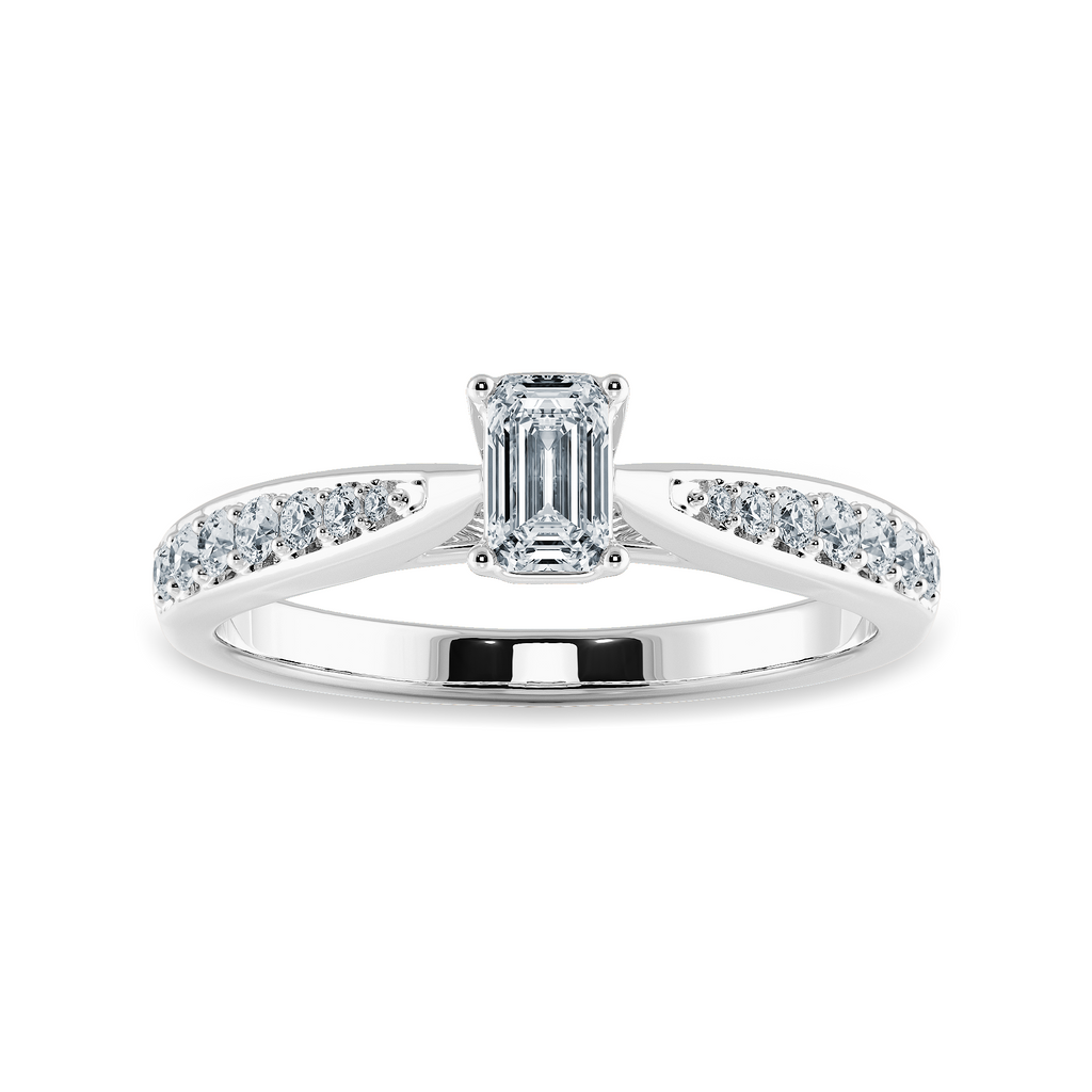 30-Pointer Emerald Cut Solitaire Diamond Shank Platinum Ring JL PT 1280   Jewelove.US