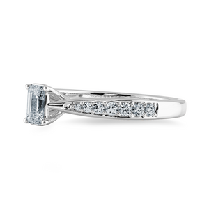 70-Pointer Emerald Cut Solitaire Diamond Shank Platinum Ring JL PT 1280-B   Jewelove.US