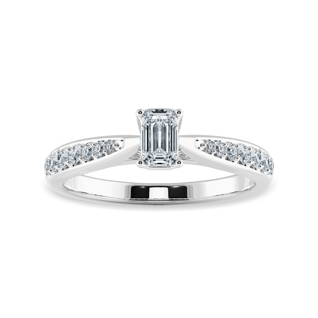 50-Pointer Emerald Cut Solitaire Diamond Shank Platinum Ring JL PT 1280-A   Jewelove.US