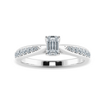 Load image into Gallery viewer, 50-Pointer Emerald Cut Solitaire Diamond Shank Platinum Ring JL PT 1280-A   Jewelove.US
