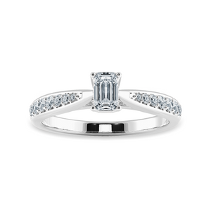 50-Pointer Emerald Cut Solitaire Diamond Shank Platinum Ring JL PT 1280-A   Jewelove.US