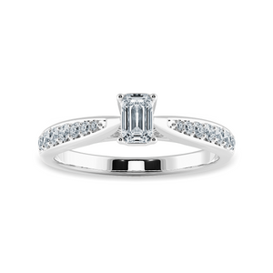 70-Pointer Emerald Cut Solitaire Diamond Shank Platinum Ring JL PT 1280-B   Jewelove.US