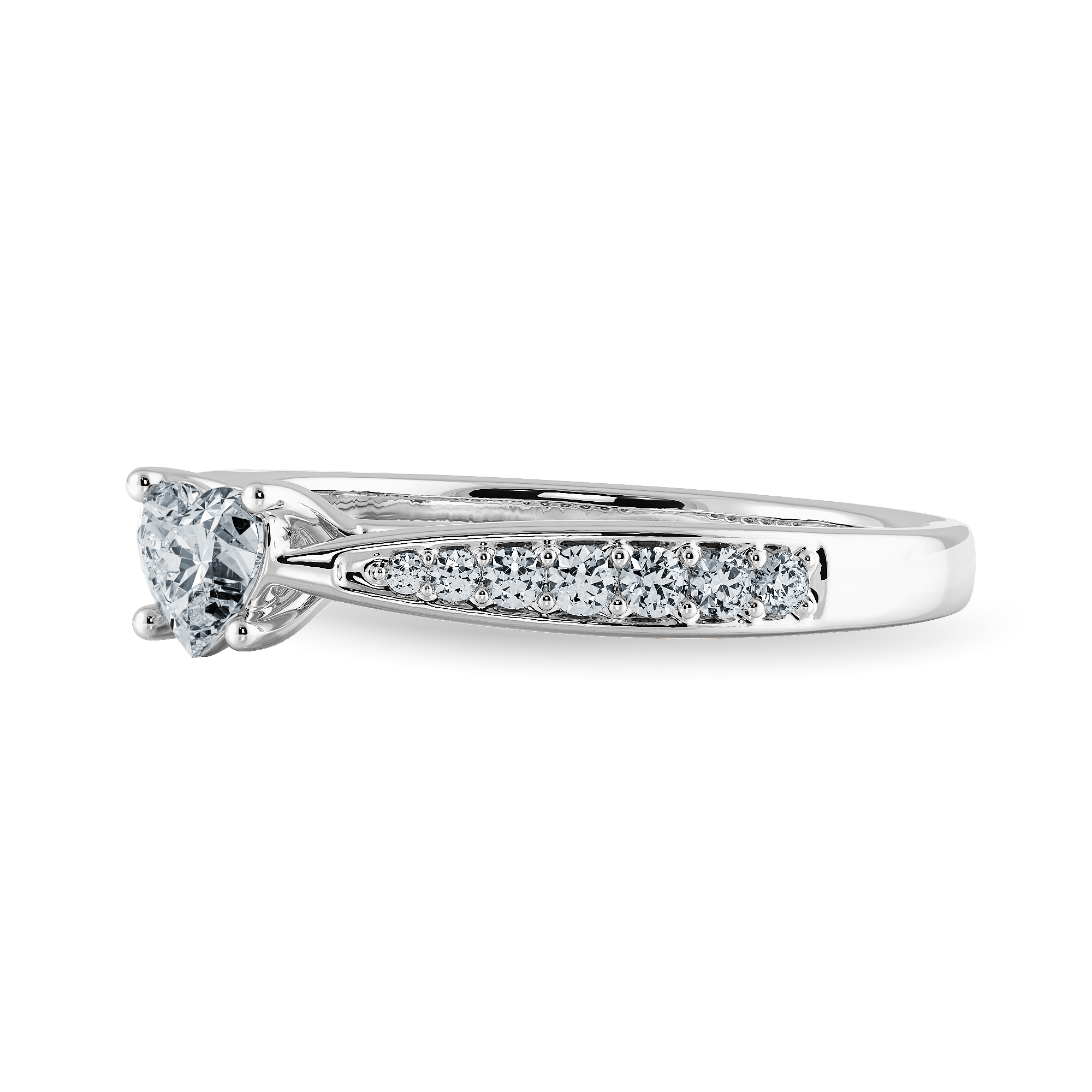 70-Pointer Heart Cut Solitaire Diamond Shank Platinum Ring JL PT 1281-B   Jewelove.US