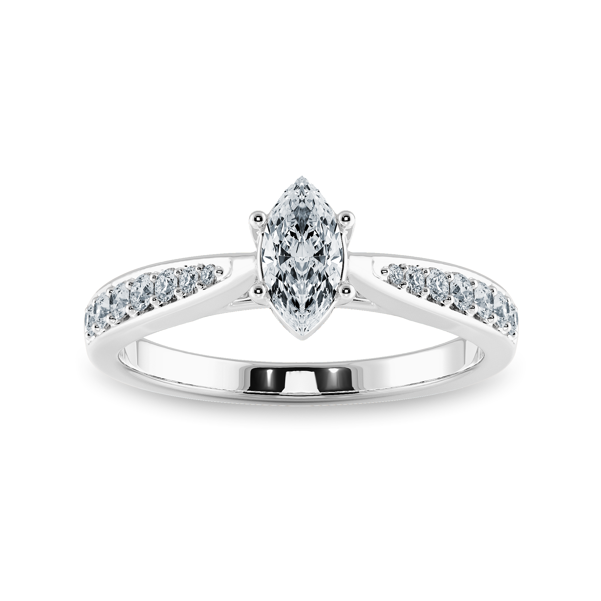30-Pointer Marquise Cut Solitaire Diamond Shank Platinum Ring JL PT 1282   Jewelove.US