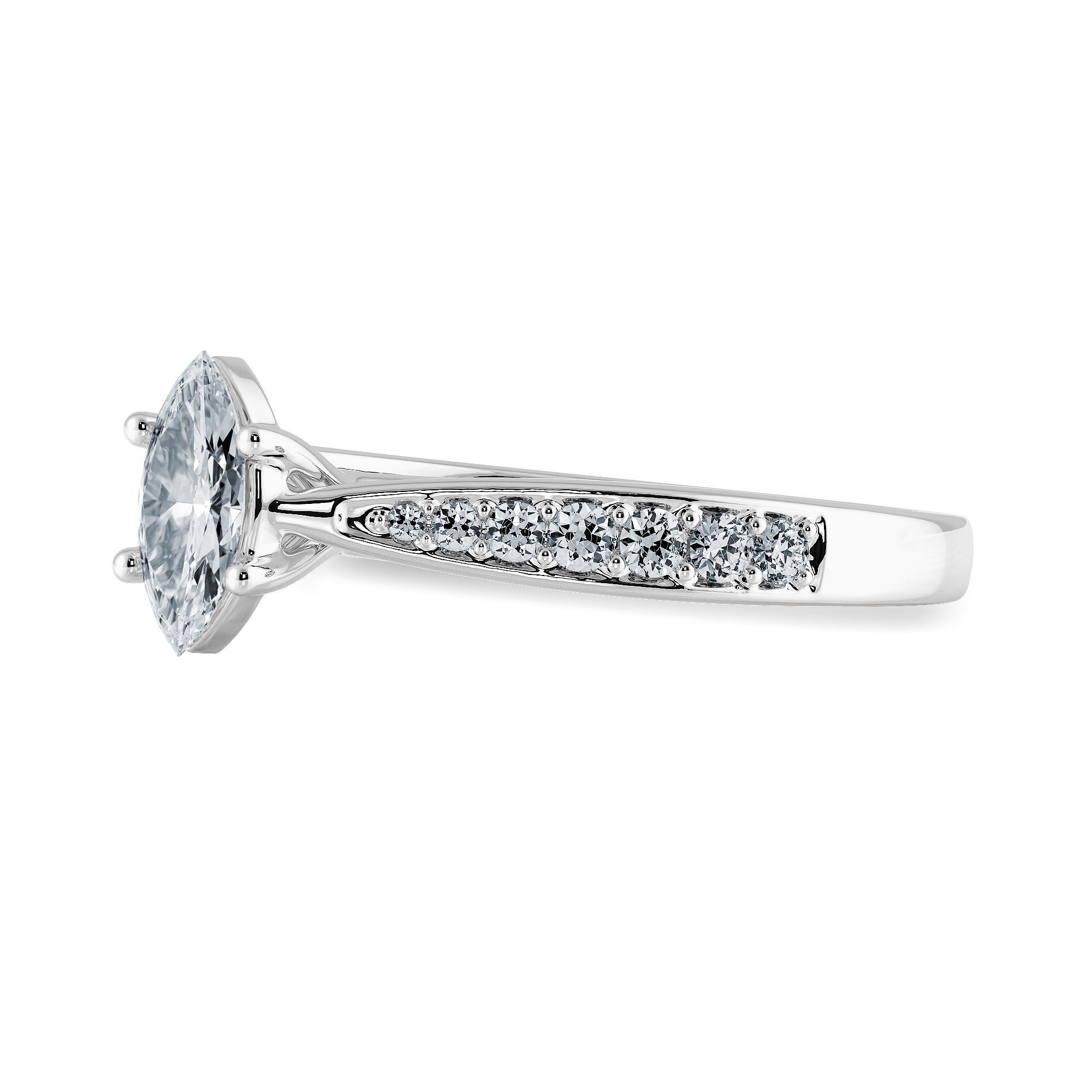 30-Pointer Marquise Cut Solitaire Diamond Shank Platinum Ring JL PT 1282   Jewelove.US