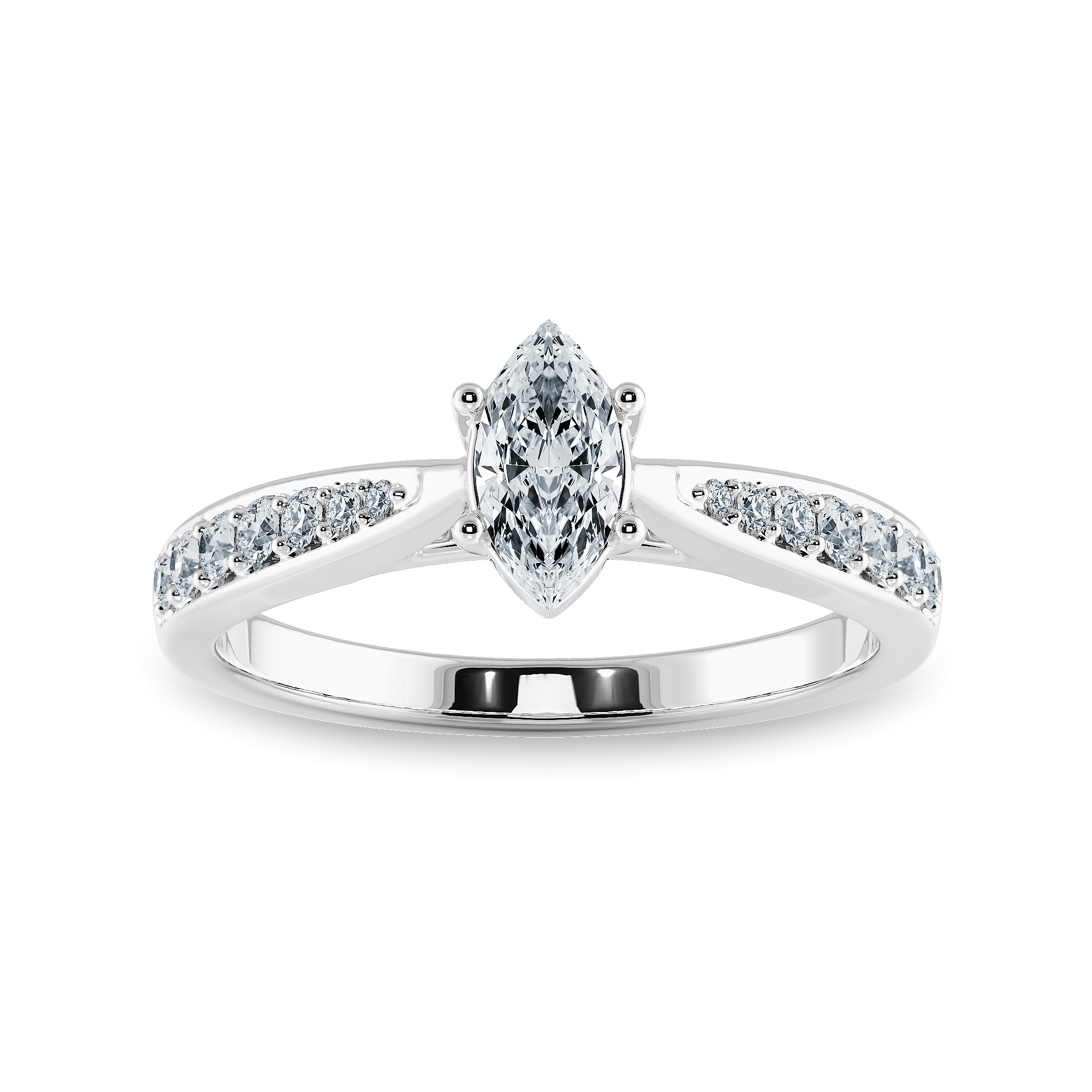 70-Pointer Marquise Cut Solitaire Diamond Shank Platinum Ring JL PT 1282-B   Jewelove.US