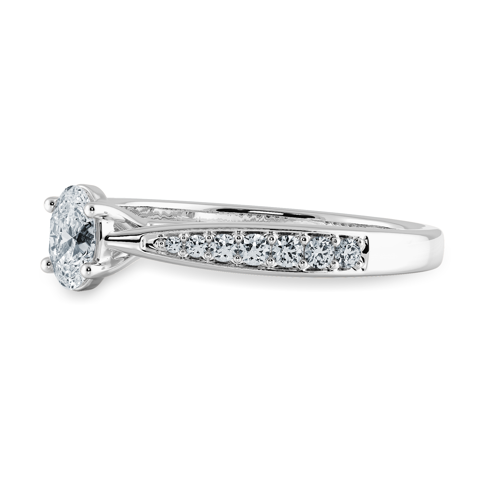 50-Pointer Oval Cut Solitaire Diamond Shank Platinum Ring JL PT 1283-A   Jewelove.US